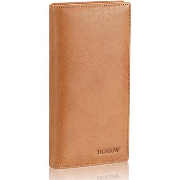 Bifold Long Wallet with 15 Credit Card Slots - Aniline Leather Tan